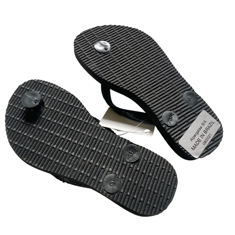 Havaianas Kids Black Rhinestone‎ Embellished Flip Flop Sandals USA 9C EUR 25/26